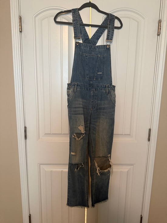 Vici Pants - Classic Distressed Denim Overalls